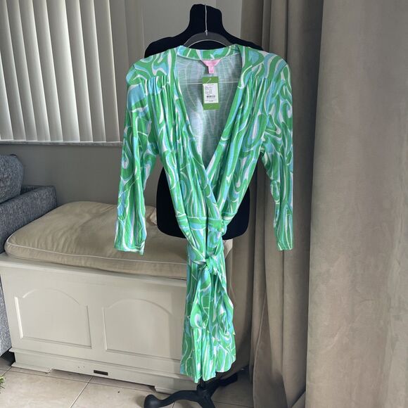 Lilly Pulitzer Meridan Wrap Dress Resort White Finders Keepers L - Picture 4 of 8